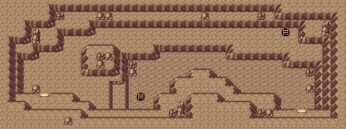 Thumbnail for a map of Granite Cave 1F (1) for the GBA game Pokemon: Emerald Version.