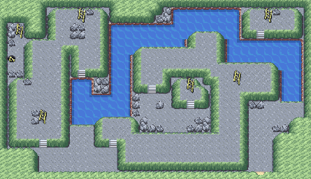 Thumbnail for a map of Cerulean Cave 1F for the GBA game Pokemon: FireRed & LeafGreen Versions.