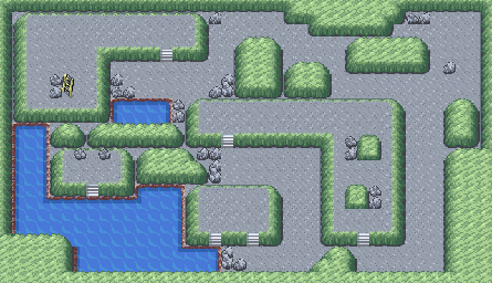 Thumbnail for a map of Cerulean Cave B1F for the GBA game Pokemon: FireRed & LeafGreen Versions.