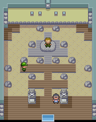Thumbnail for a map of Pewter City Gym for the GBA game Pokemon: FireRed & LeafGreen Versions.