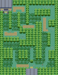 Thumbnail for a map of Viridian Forest for the GBA game Pokemon: FireRed & LeafGreen Versions.