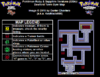Thumbnail for a map of Dewford Town Gym for the GBA game Pokemon: Ruby & Sapphire Versions.