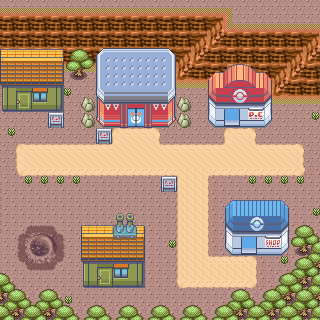 Thumbnail for a map of Fallarbor Town (Unmarked) for the GBA game Pokemon: Ruby & Sapphire Versions.
