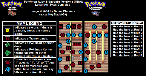 Thumbnail for a map of Lavaridge Town Gym for the GBA game Pokemon: Ruby & Sapphire Versions.