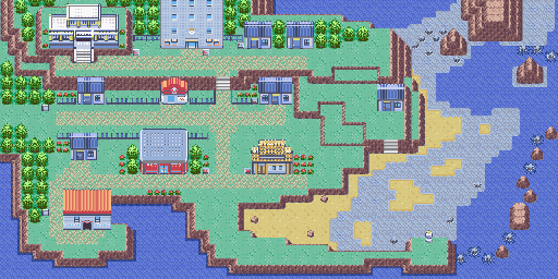 Thumbnail for a map of Lilycove City (After) (Unmarked) for the GBA game Pokemon: Ruby & Sapphire Versions.