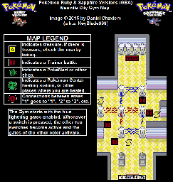 Thumbnail for a map of Mauville City Gym for the GBA game Pokemon: Ruby & Sapphire Versions.