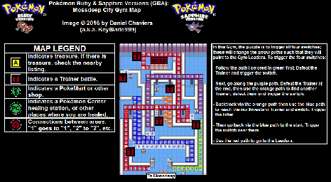 Thumbnail for a map of Mossdeep City Gym for the GBA game Pokemon: Ruby & Sapphire Versions.