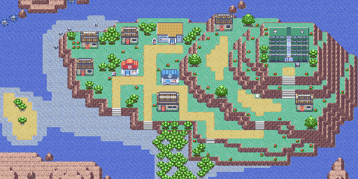 Thumbnail for a map of Mossdeep City (Unmarked) for the GBA game Pokemon: Ruby & Sapphire Versions.