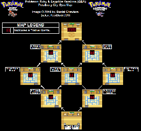 Thumbnail for a map of Petalburg City Gym for the GBA game Pokemon: Ruby & Sapphire Versions.