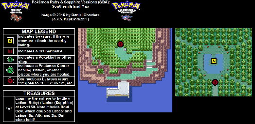 Thumbnail for a map of Southern Island for the GBA game Pokemon: Ruby & Sapphire Versions.