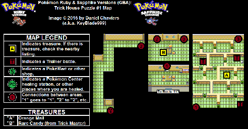 Thumbnail for a map of Trick House Puzzle 1 for the GBA game Pokemon: Ruby & Sapphire Versions.