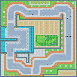 Thumbnail for a map of Battle Race East Area - Big City for the GBA game Road Trip: Shifting Gears.