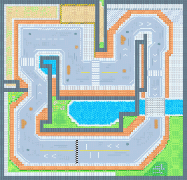 Thumbnail for a map of Battle Race West Area - Maple Avenue for the GBA game Road Trip: Shifting Gears.
