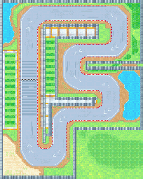 Thumbnail for a map of Sprint Race City Area - Tech Track for the GBA game Road Trip: Shifting Gears.