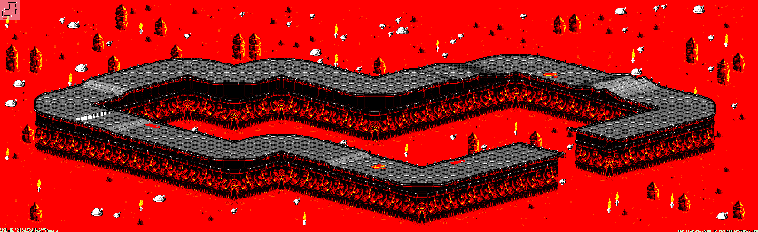 Thumbnail for a map of Inferno - Divisions B & A Track 2 for the GBA game Rock N' Roll Racing.