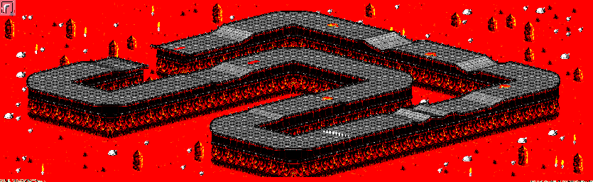 Thumbnail for a map of Inferno - Divisions B & A Track 6 for the GBA game Rock N' Roll Racing.