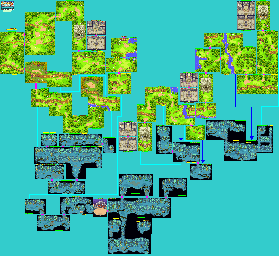 Thumbnail for a map of Forest, Woods, Cavern & Fortresses for the GBA game Summon Night: Swordcraft Story 2.
