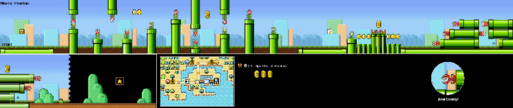 Thumbnail for a map of World e+ Level E08: Piped Full Of Piranhas for the GBA game Super Mario Advance 4: Super Mario Bros. 3.