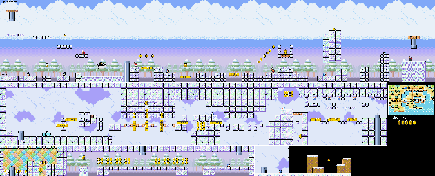 Thumbnail for a map of World e+ Level E17: Slip Slidin' Away for the GBA game Super Mario Advance 4: Super Mario Bros. 3.