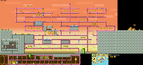 Thumbnail for a map of World e+ Level E19: Puzzling Pipe Maze for the GBA game Super Mario Advance 4: Super Mario Bros. 3.