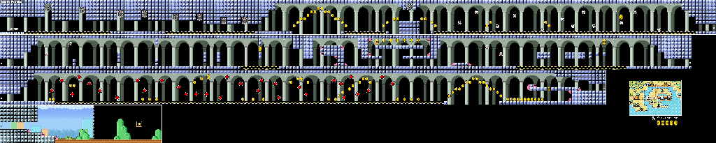 Thumbnail for a map of World e+ Level E21: Castle Dash for the GBA game Super Mario Advance 4: Super Mario Bros. 3.