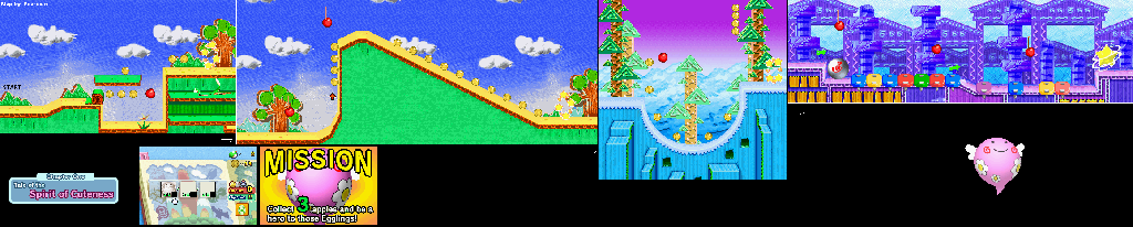 Thumbnail for a map of Tale Of The Spirit Of Cuteness Mission 1-1 for the GBA game Yoshi: Topsy-Turvy.