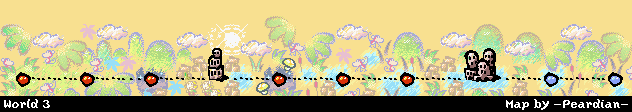 Thumbnail for a map of World 3 (In-Game Map) for the GBA game Yoshi's Island: Super Mario Advance 3.