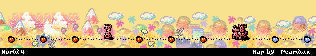Thumbnail for a map of World 4 (In-Game Map) for the GBA game Yoshi's Island: Super Mario Advance 3.