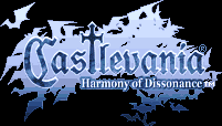 Title screen for the GBA game Castlevania: Harmony Of Dissonance.