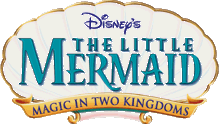 Title screen for the GBA game The Little Mermaid: Magic In Two Kingdoms.