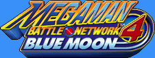 Title screen for the GBA game Mega Man: Battle Network 4 - Blue Moon / Red Sun.