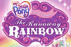 Title screen for the GBA game My Little Pony - Crystal Princess: The Runaway Rainbow.