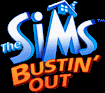 Title screen for the GBA game The Sims: Bustin' Out.