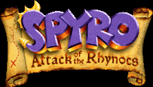 Title screen for the GBA game Spyro: Attack Of The Rhynocs.