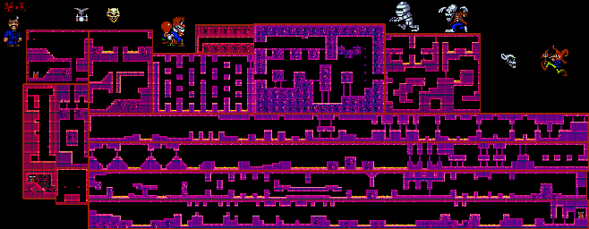 Thumbnail for a map of The Crypt & The Upper Tomb (Unmarked) for the Genesis game The Addams Family.