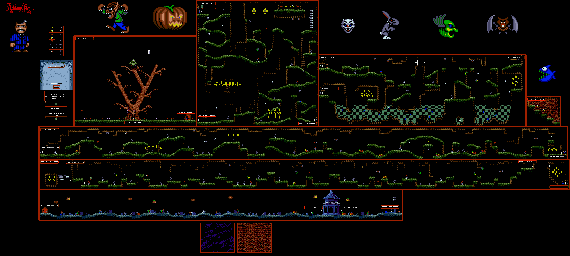 Thumbnail for a map of The Old Tree & The Graveyard for the Genesis game The Addams Family.