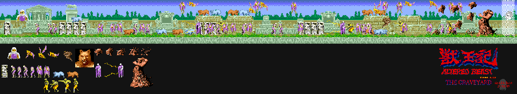 Thumbnail for a map of Round 1: Acropolis At Hades (Enemies) for the Genesis game Altered Beast.