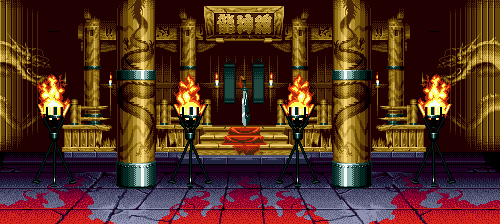 Thumbnail for a map of Scene 8: Martial Arts Theatre for the Genesis game Art Of Fighting.