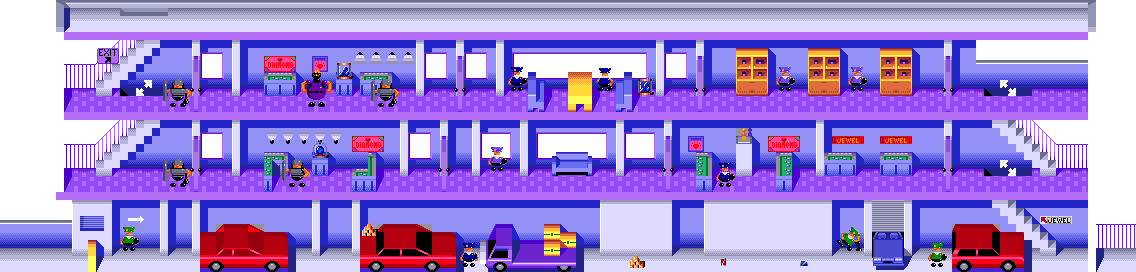Thumbnail for a map of Stage 06 - Jewelry Store for the Genesis game Bonanza Bros..