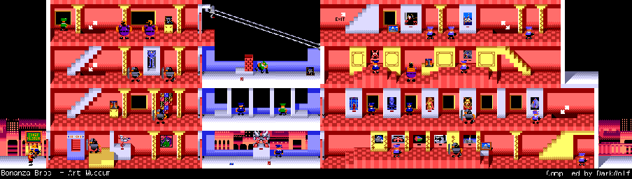 Thumbnail for a map of Stage 09 - Art Museum for the Genesis game Bonanza Bros..