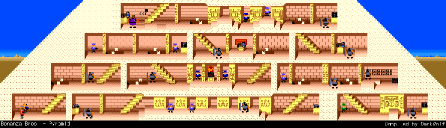 Thumbnail for a map of Stage 10 - Pyramid for the Genesis game Bonanza Bros..
