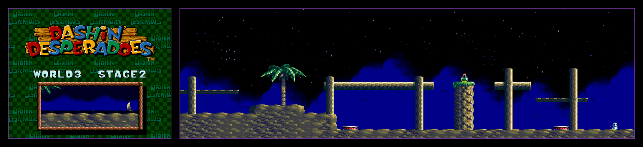 Thumbnail for a map of 2 Player Game World3 - Stage2 for the Genesis game Dashin' Desperadoes.