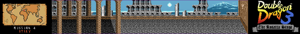 Thumbnail for a map of Mission 4: Italy for the Genesis game Double Dragon 3: The Rosetta Stone.