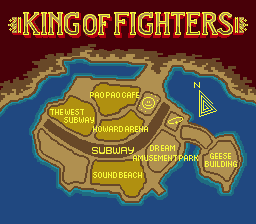 Thumbnail for a map of South Town (In-Game Map) for the Genesis game Fatal Fury: King Of Fighters.