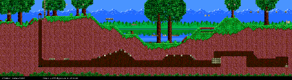 Thumbnail for a map of Blue Lake Woods II for the Genesis game Kid Chameleon.