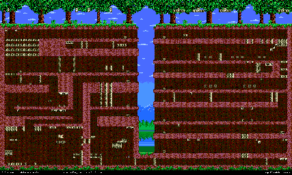 Thumbnail for a map of Tunnels Beneath The Woods for the Genesis game Kid Chameleon.