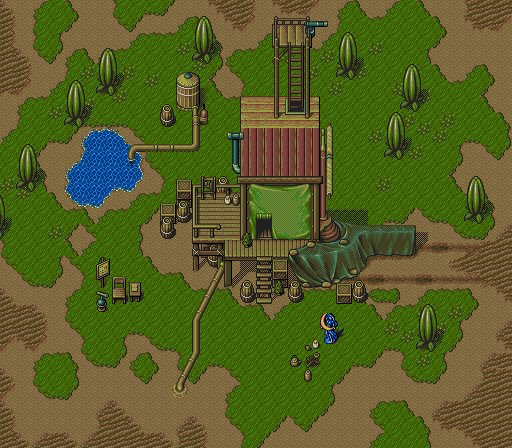 Thumbnail for a map of Hiro's House Hiro's Yard (Animated) for the Genesis game Lunar: Eternal Blue.