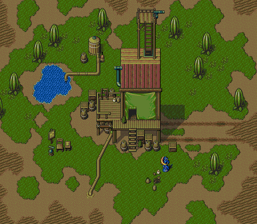 Thumbnail for a map of Hiro's House Hiro's Yard (No Boat) (Animated) for the Genesis game Lunar: Eternal Blue.
