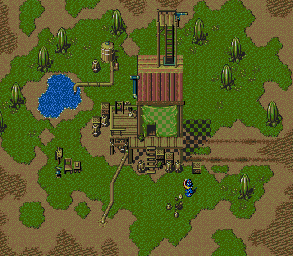 Thumbnail for a map of Hiro's House Hiro's Yard (No Boat) for the Genesis game Lunar: Eternal Blue.