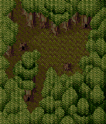 Thumbnail for a map of Illusion Woods Ill Woods Clearing (After Caravan Departure) for the Genesis game Lunar: Eternal Blue.